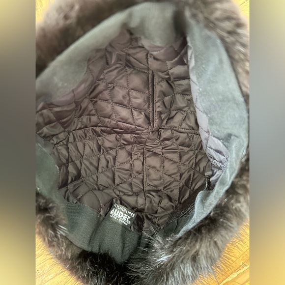 Fourrures Audet Genuine Black mink Fur Hat Bonnet Suede Leather Black - Picture 5 of 10